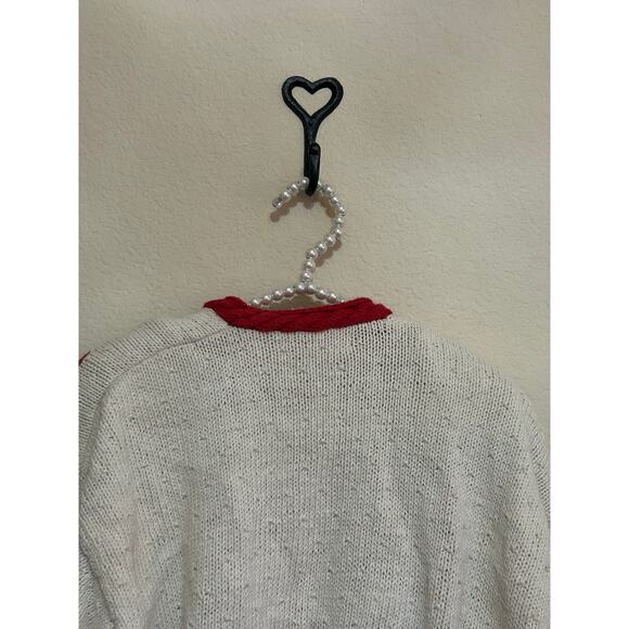 Vintage Christmas 1980's White Christmas Sweater Knitted Cardigan Toys Hong Kong - Picture 7 of 7